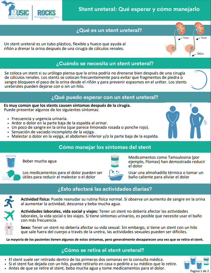 Ureteral stent What to Expect and How to Manage Spanish