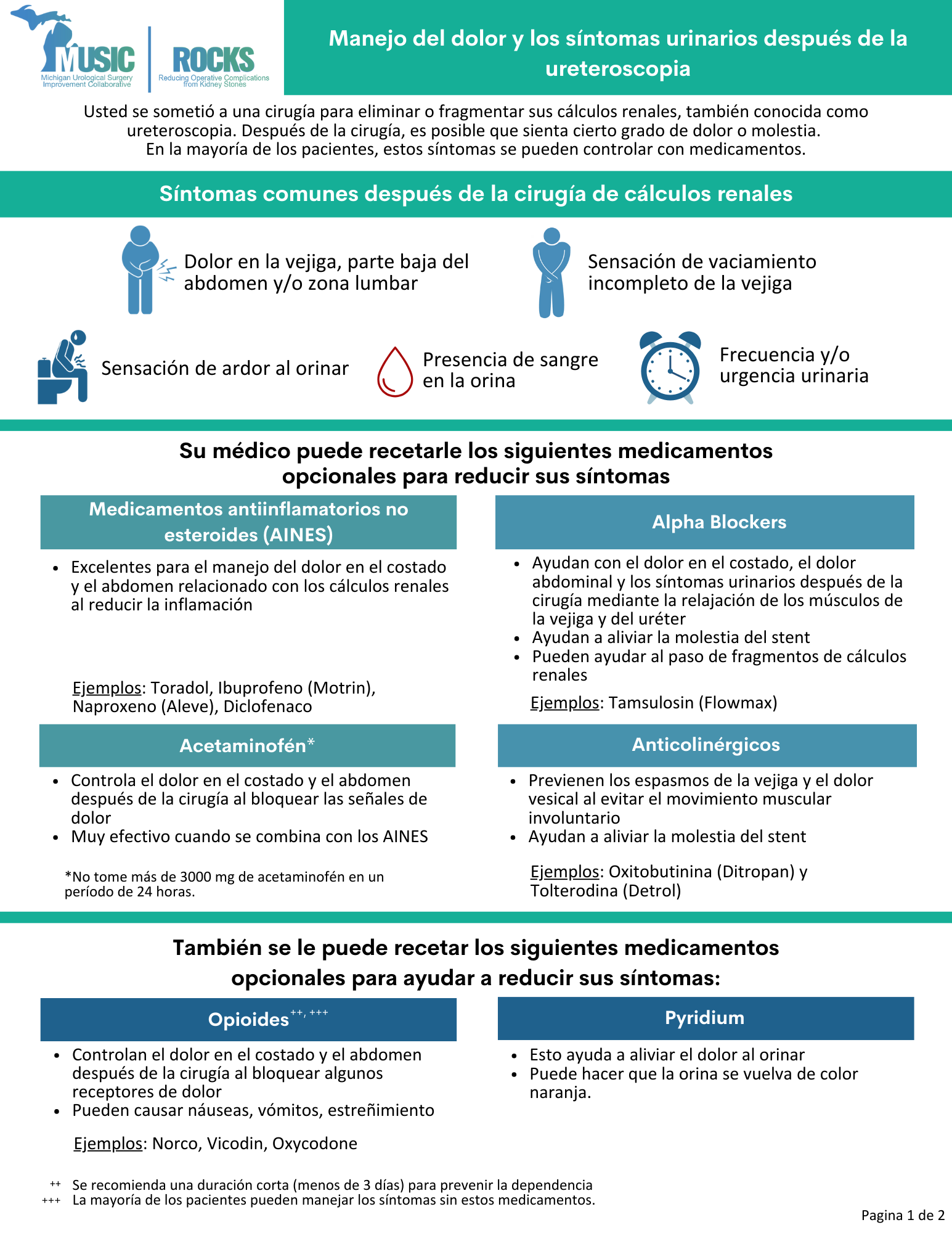 Managing Pain and Urinary Symptoms following Ureteroscopy Spanish 8.5